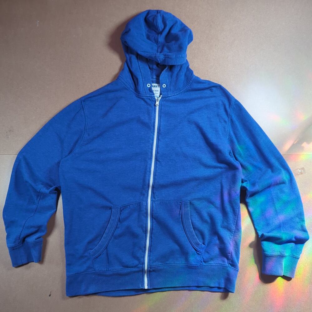 2012 Old Navy Blue Zip Up Hoodie XL Oversized 2010s Skater